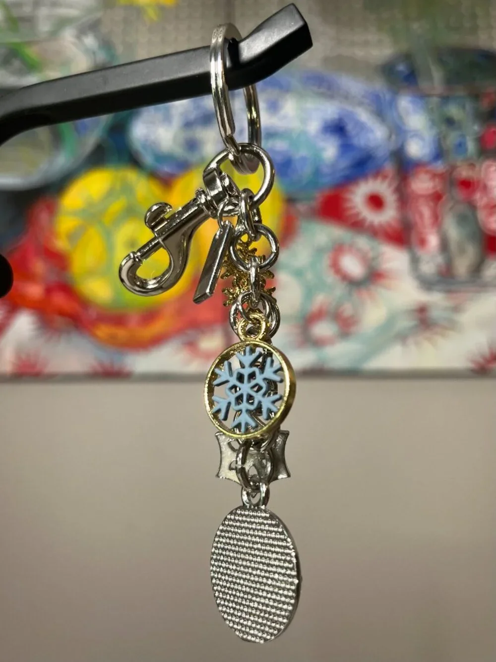 Bag Charm Snowflake Clusters Blue Enamel Crystal